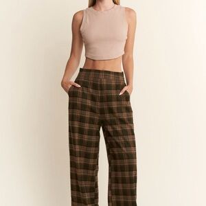 Chic Plaid Wide-Leg Trousers